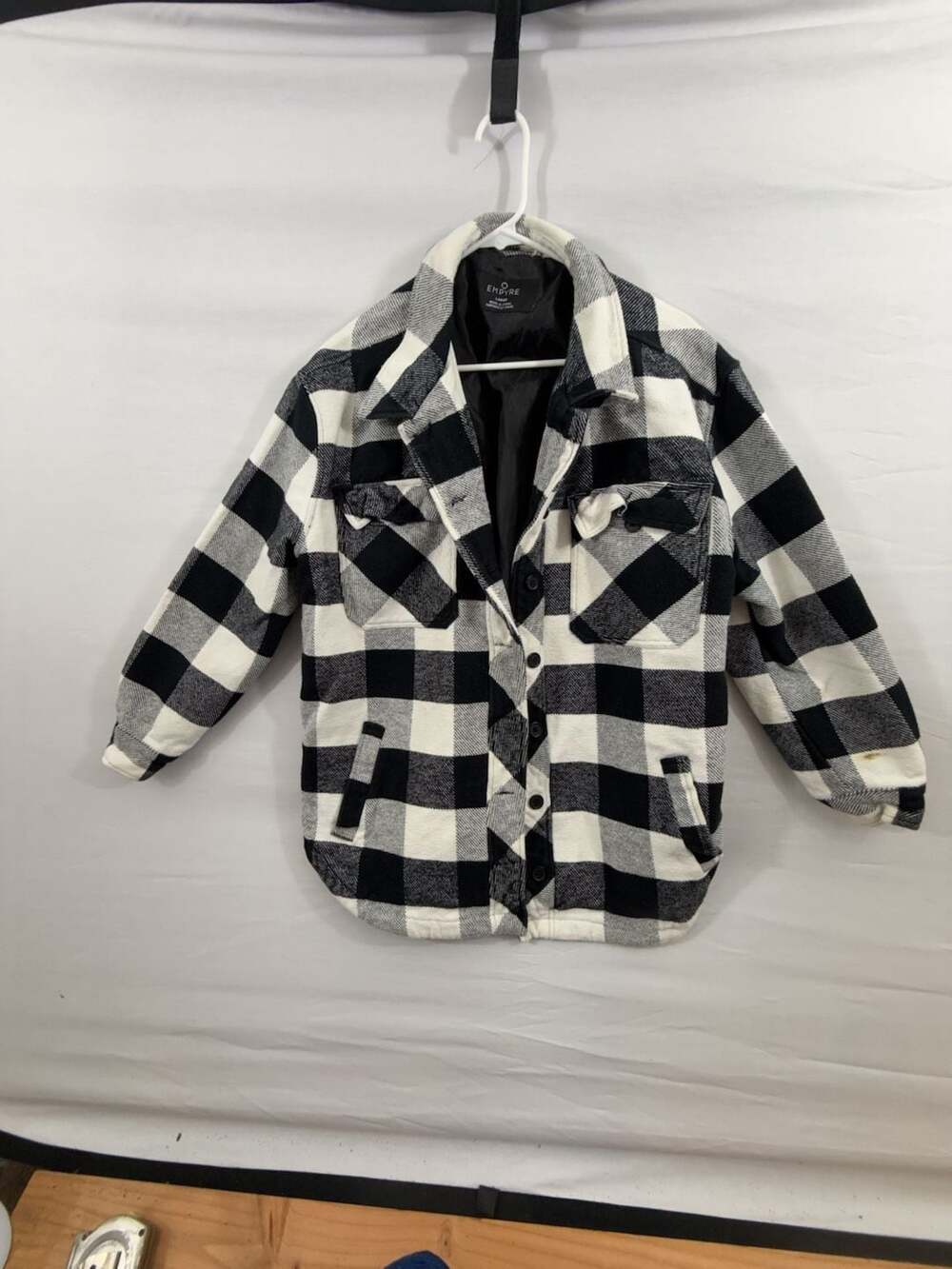 Empyre Kiva Jacket Size Large Black White Plaid Button Up Shacket